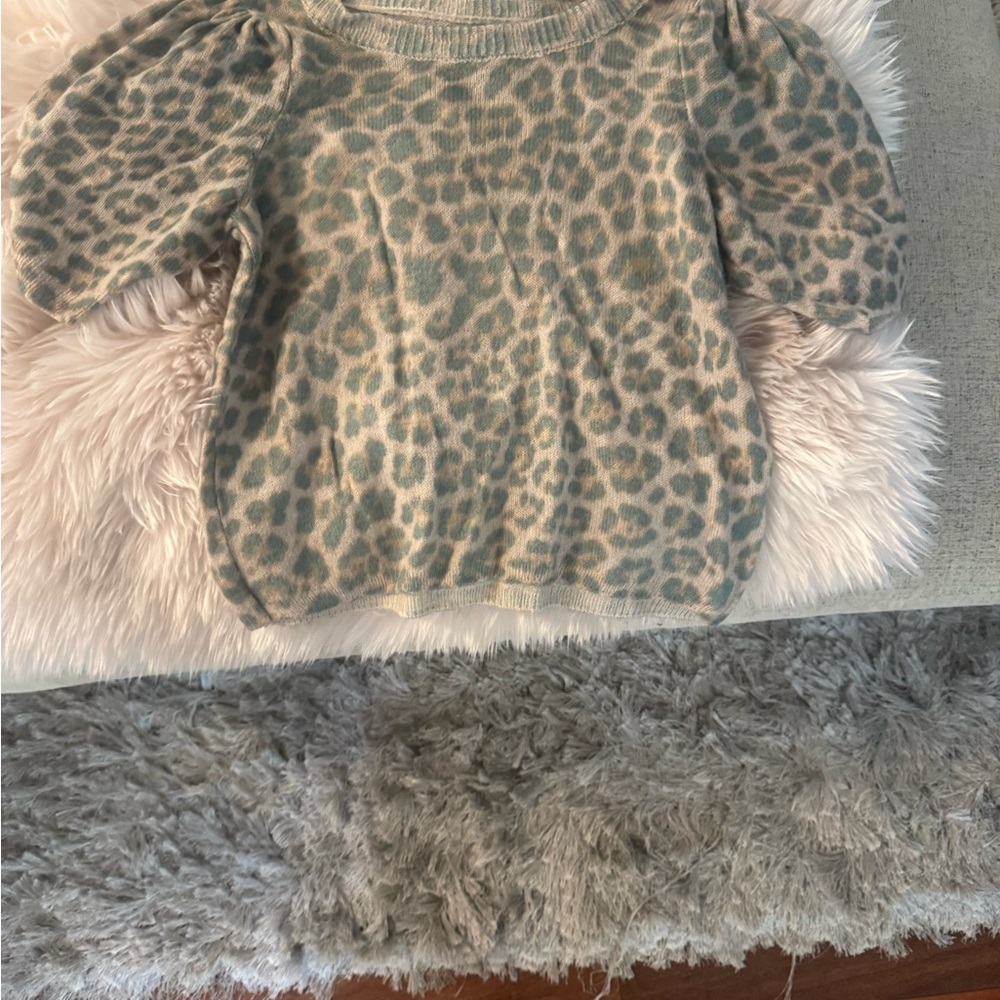 Anthropologie Beige and Green Knit Sweater